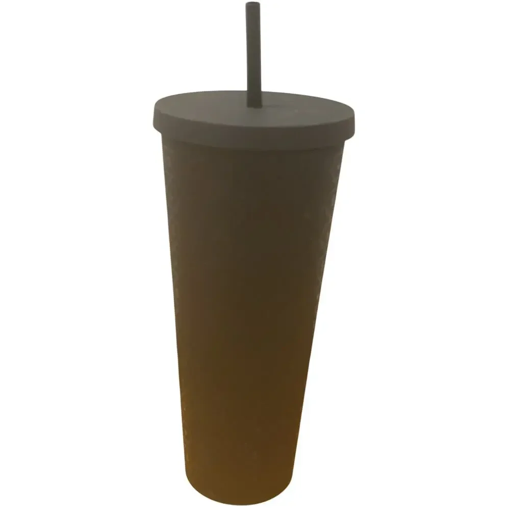 Starbucks 2017 Matte Black Pattern Cold Cup Venti Travel Tumbler (24 oz)